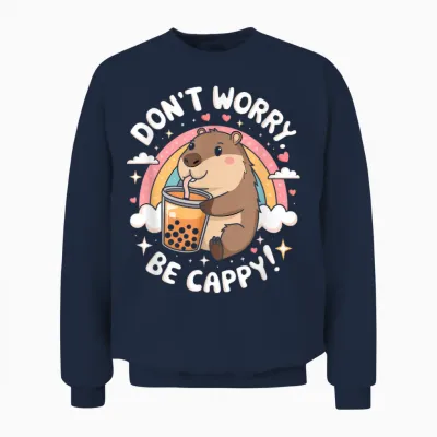 Don't Worry Be Cappy Happy Ocean Stimmungsdesign Unisex Sweatshirt - Navy