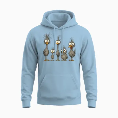 Funny Crazy Chicken Family Cartoon Cute Colorful Chicken Unisex Hoodie - Light Blue