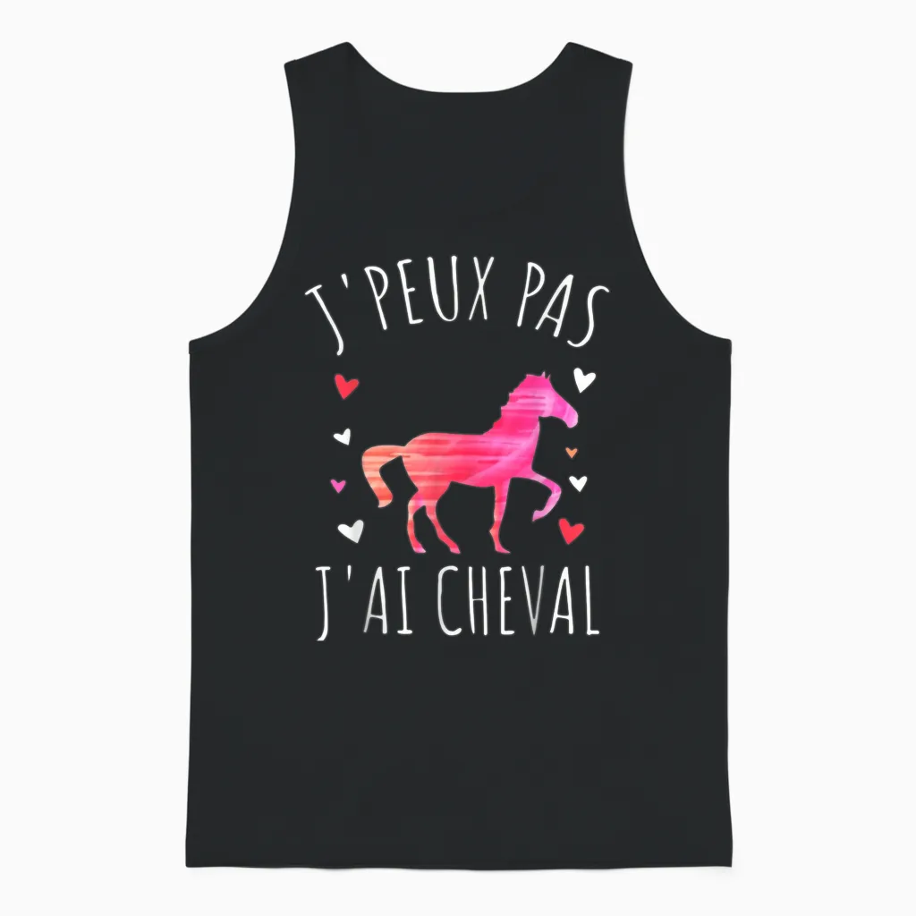 Je Peux Pas J'ai Cheval T-Shirt, Black, S Unisex Tank Top in Black