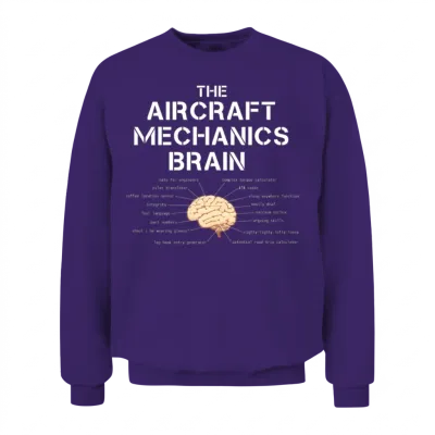 Aircraft Mechanics Brain Funny Airplane Helicopter Unisex Sweatshirt - Purple