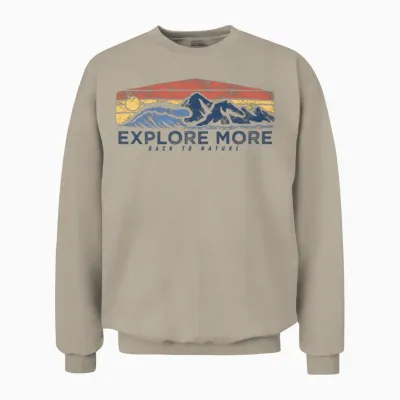 Explore More, Retro Design Adventure. Unisex Sweatshirt - Sand