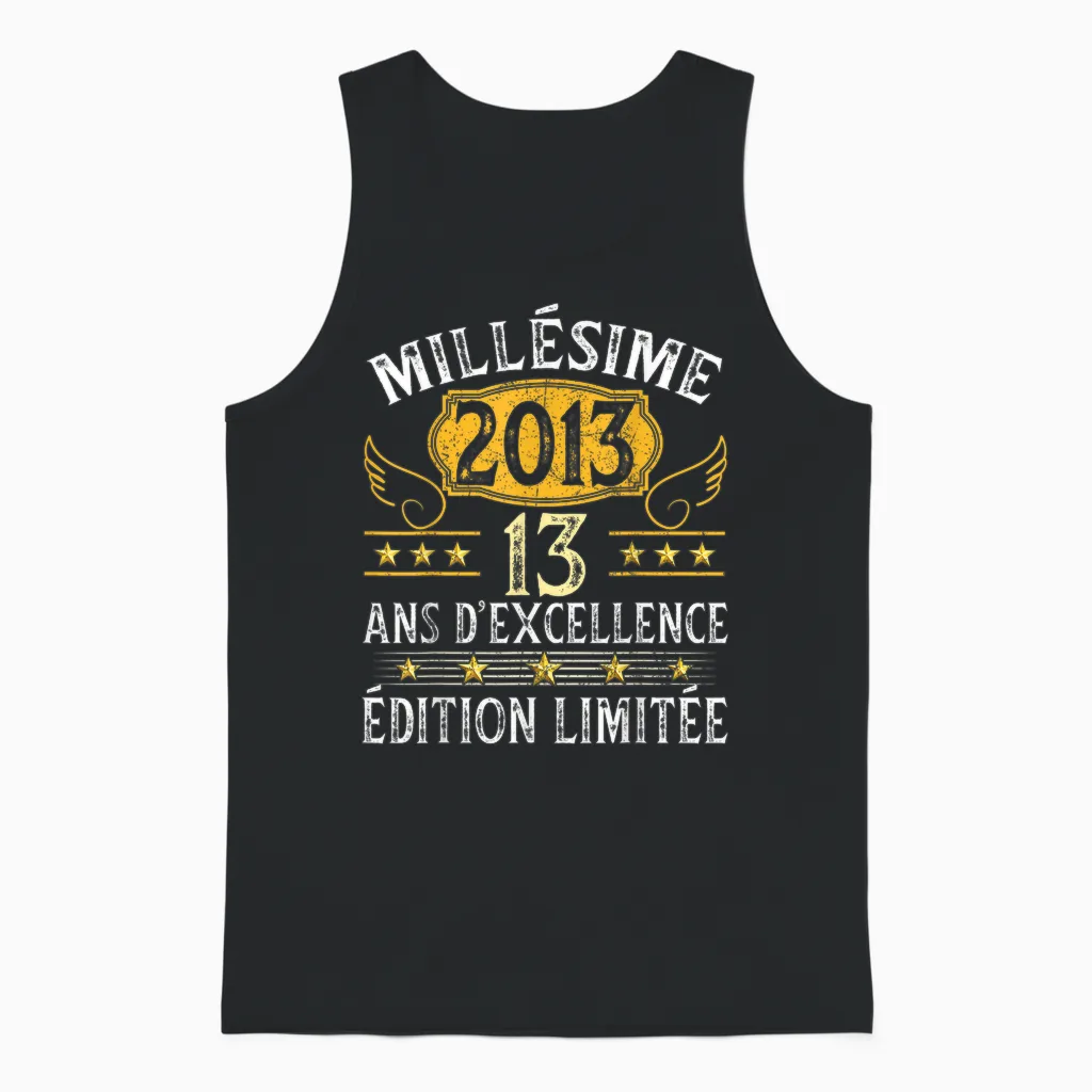 Vintage 2013 13 Years Birthday Girl Boy Vintage 2013 Unisex Tank Top in Black