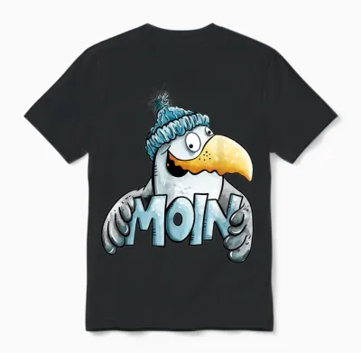 Nordsee Ostsee Moin Spruch Möwe I Urlaub Norddeutschland Unisex T-Shirt - Black