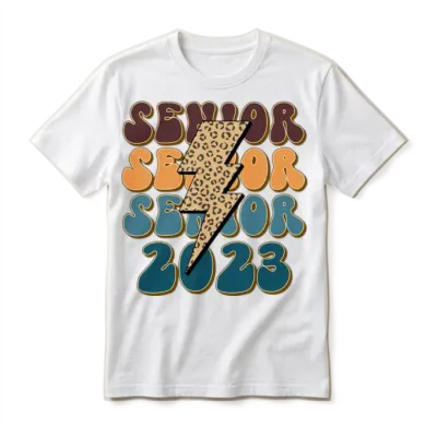 Retro Leopard Senior 2023 Unisex T-Shirt - White