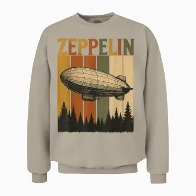 Retro Zeppelin Airship Shirt Vintage Rock Style Tee for Men Unisex Sweatshirt - Sand