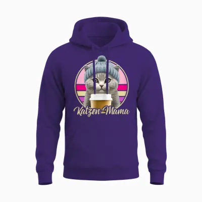 Lustige Katzen Mama Retro Outfit Kostüm Katzen Mutter Mamas Unisex Hoodie - Purple