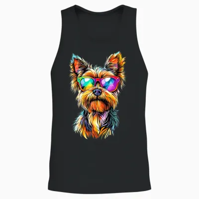 Yorkshire Terrier Sunglasses Dogs Lovers Yorkie T-Shirt, Black, S Unisex Tank Top - Black