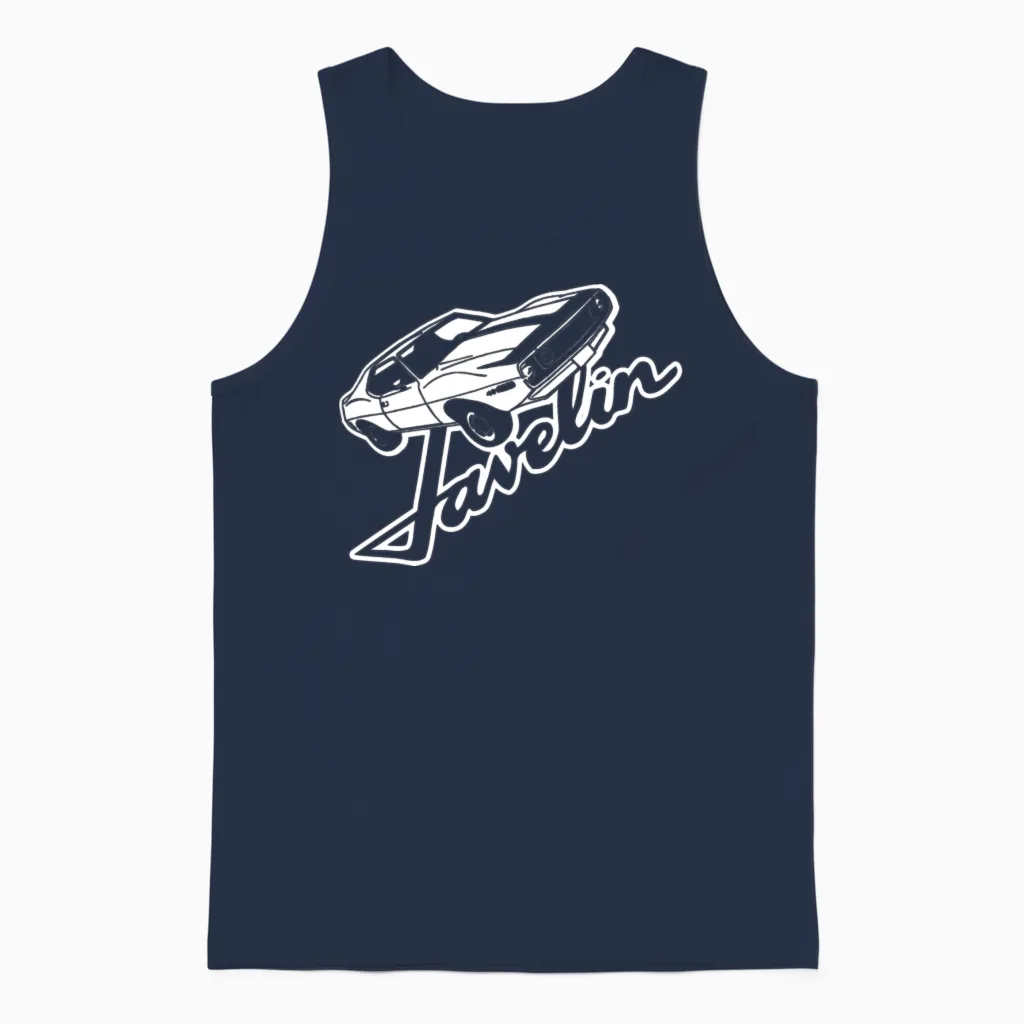 2nd Generation Amc Javelin Illustration and Script Unisex Tank Top in Navy