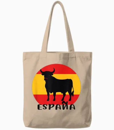 Stier Vor Spanischer Flagge, Spanien Tote Bags - Natural