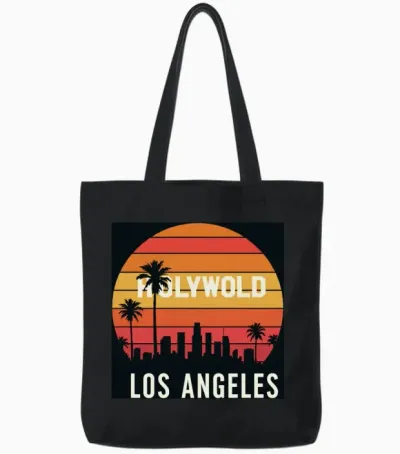 Los Angeles Retro Tote Bags - Black