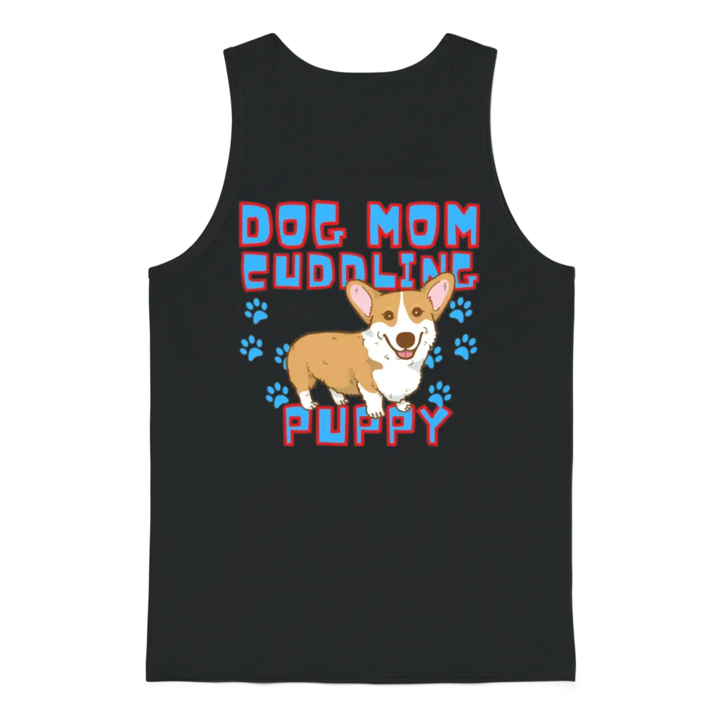 Dog Mom Cuddling Puppy Dogs Lovers Unisex Tank Top - Black
