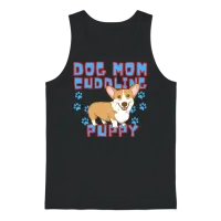 Dog Mom Cuddling Puppy Dogs Lovers Unisex Tank Top - Black – 1