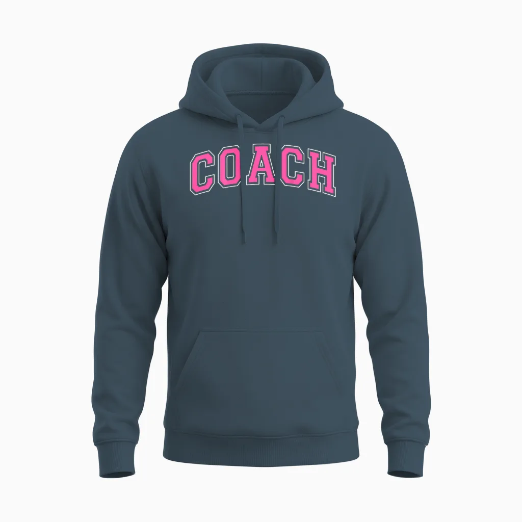 Coach Sports Trainer Vintage Pink White on Back Unisex Hoodie in Dark Heather