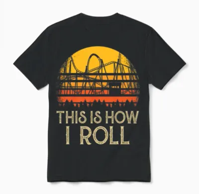 Roller Coaster Retro Design Unisex T-Shirt - Black