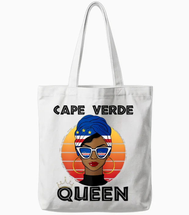 Cabo Verdian Queen African Queen Cabo Verde Flag Cabo Verde T-Shirt, White, Female X-Small Tote Bags in White