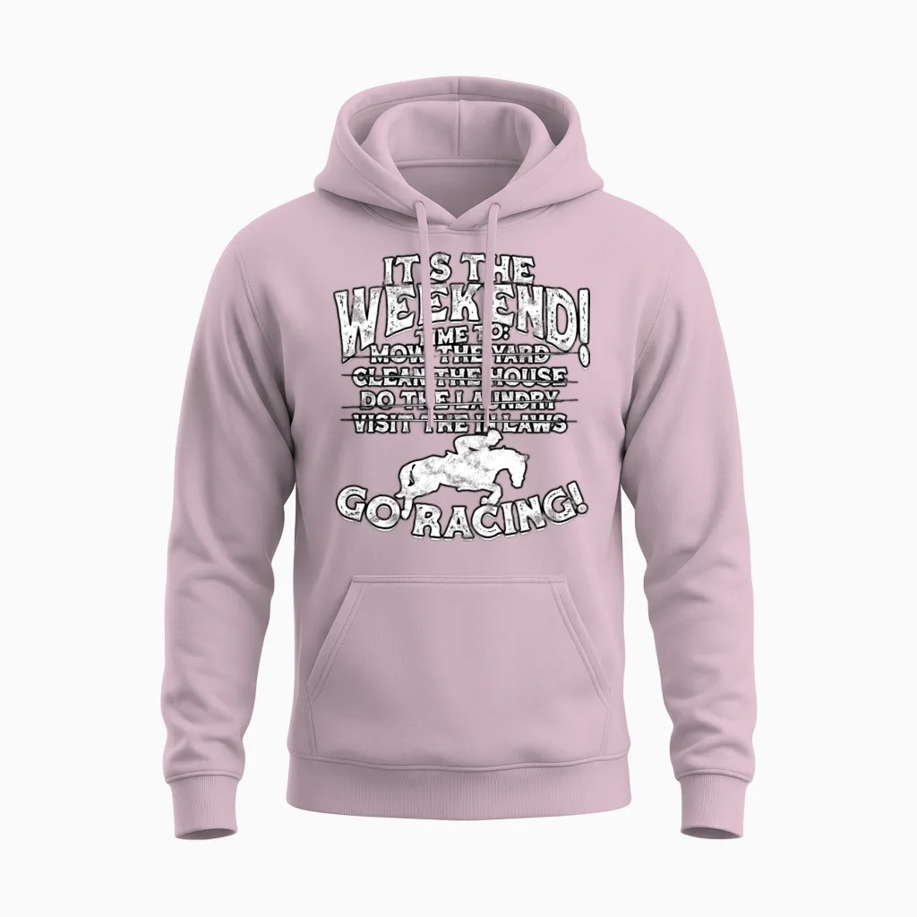 Horse Racing Equestrian Horseback Horse Racer Unisex Hoodie in Light Pink