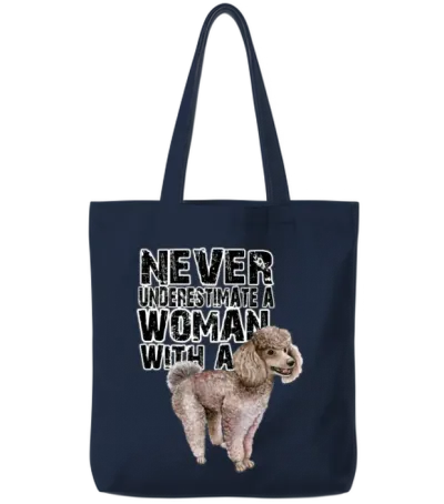 Poodle Never Underestimate Tote Bags - Navy