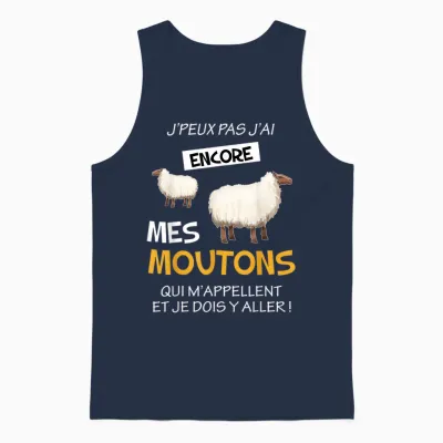 Je Peux Pas J'ai Mes Mes Sheep Breeder Shepherd Humour Excuse Unisex Tank Top - Navy