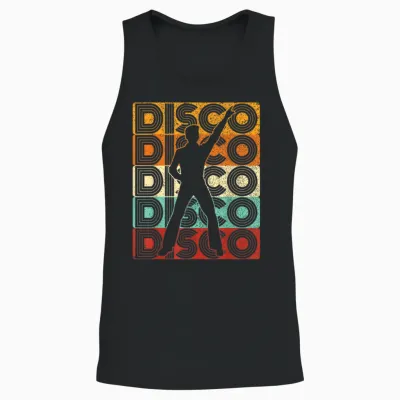 Disco Outfit Men's 70s Costume & 80s Dance Party Disco T-Shirt, Black, S Unisex Tank Top - Black
