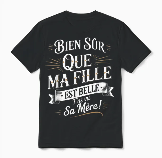Sure That My Daughter Is Beautiful You Saw Her Mother Gift Idea Unisex T-Shirt in Black