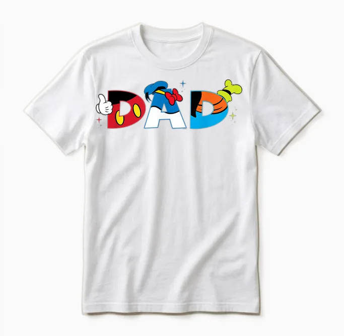 Disney Mickey Mouse and Friends Dad Father’s Day Birthday Unisex T-Shirt in White