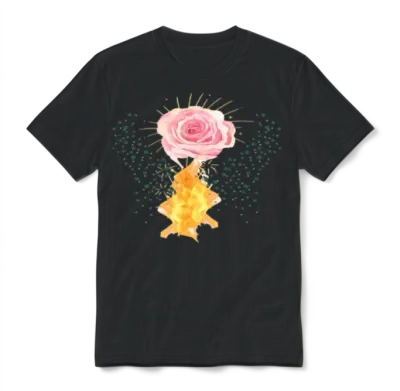 The Glowing Rose in the Fire Unisex T-Shirt - Black