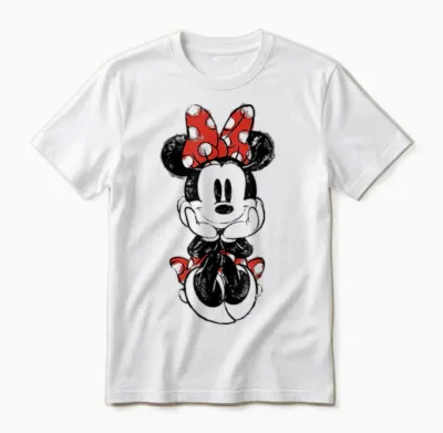 Disney Mickey and Friends Minnie Mouse Doodle T-Shirt Small Unisex T-Shirt - White