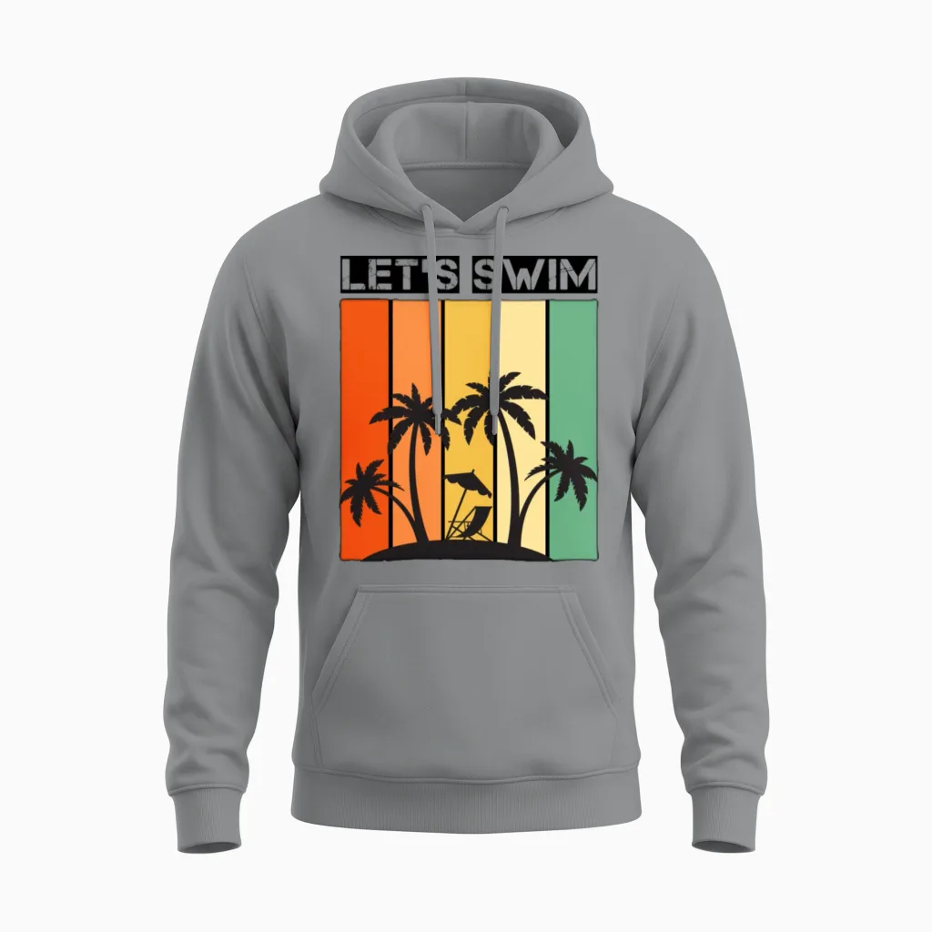 Colorful Retro Let's Swim Unisex Hoodie - Sport Grey