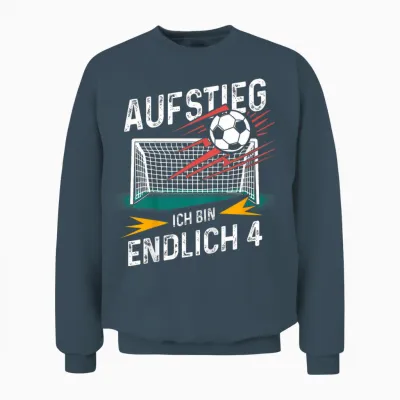 Kinder 4. Geburtstag Junge Fußball 4 Jahre Spruch Unisex Sweatshirt - Dark Heather