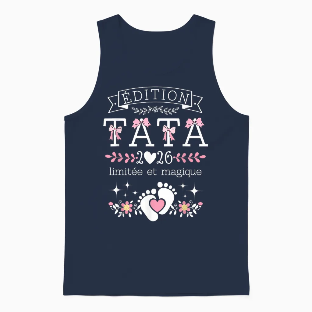 Future Tata 2026 Gift Announcement Pregnancy Aunt 2026 Unisex Tank Top in Navy