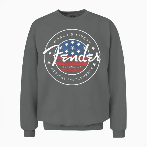 Fender American Flag Circle Stamp Logo Unisex Sweatshirt - Graphite Heather
