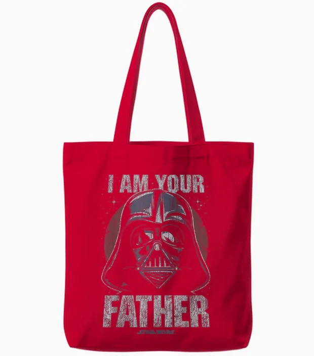 Star Wars Darth Vader I Am Your Father Dark Portrait Disney+ Tote Bags in Red