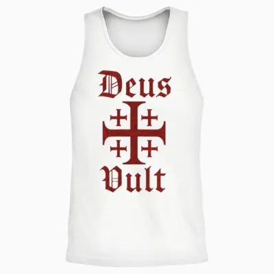 Catholic Deus Vult - Cross Jerusalem Unisex Tank Top - White