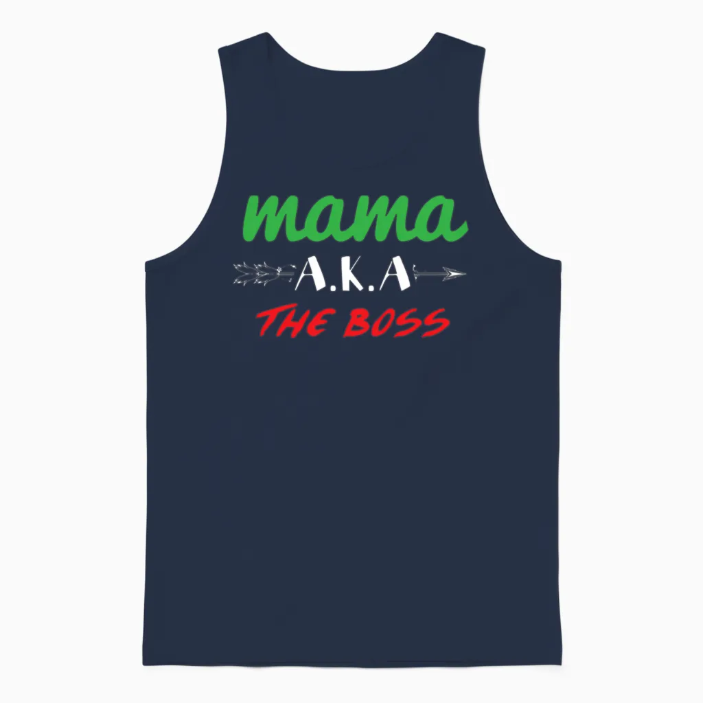 The Boss Italy Italian Pride Quotes Mama Unisex Tank Top in Navy