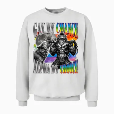 Zufällig Homosexuell Alpha Von Choice Alpha Wolf Lgbt-Sigma-Grafik Unisex Sweatshirt - White