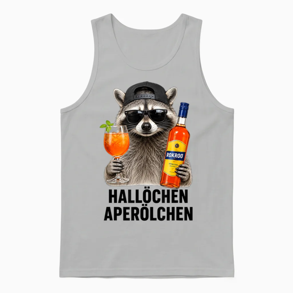 WaschbÀr Aperitif Hallöchen Aperölchen - Lustiges WaschbÀr Unisex Tank Top in Ash