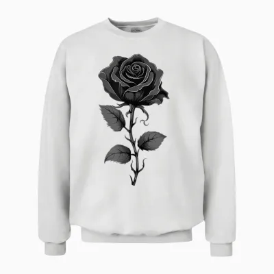 199 Flowers Black Rose Graphic Unisex Sweatshirt - White