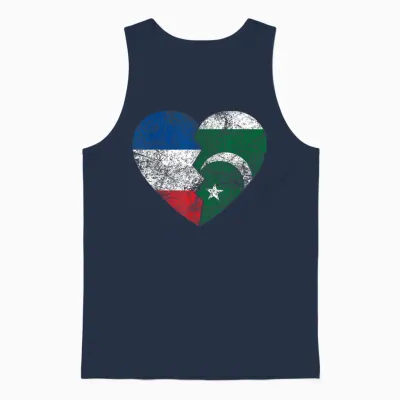 French Pakistani Heart Flag | France Pakistan Roots Vintage T-Shirt, Black, S Unisex Tank Top - Navy