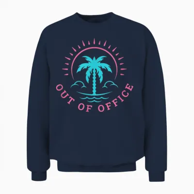 Retro Out of Office Summer Beach Holiday No Work T-Shirt, Black, S Unisex Sweatshirt - Navy