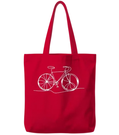 Bicycle Bike Cycle - One Line Art - Cyclist Biking Tote Bags - Red