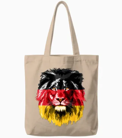 Deutschland Flagge - Germany Flag Lion Face Deutschland Tote Bags - Natural