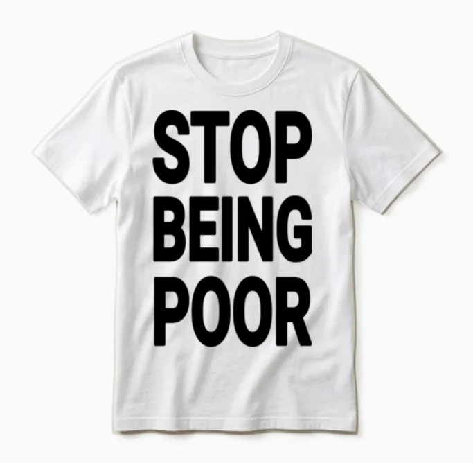 Stop Being Poor Aesthetic Unisex T-Shirt in White