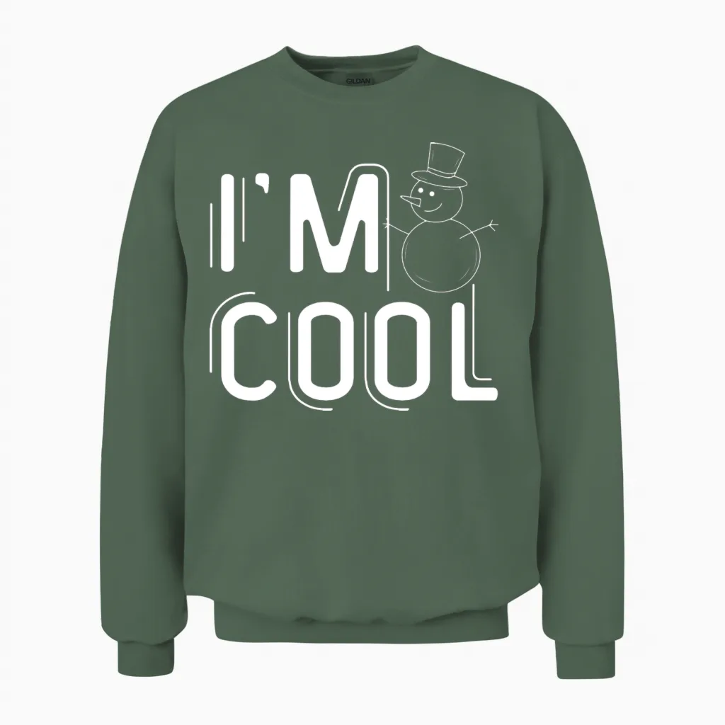 Cool Best Selling Snowman Design Unisex Sweatshirt in Military Green