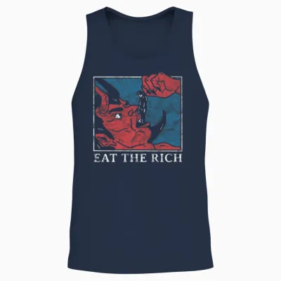 Eat the Rich Satan Devil Goth Punk Grunge Witch V Unisex Tank Top - Navy