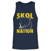 Skol Nation Distressed Viking Ship Unisex Tank Top - Navy – 2