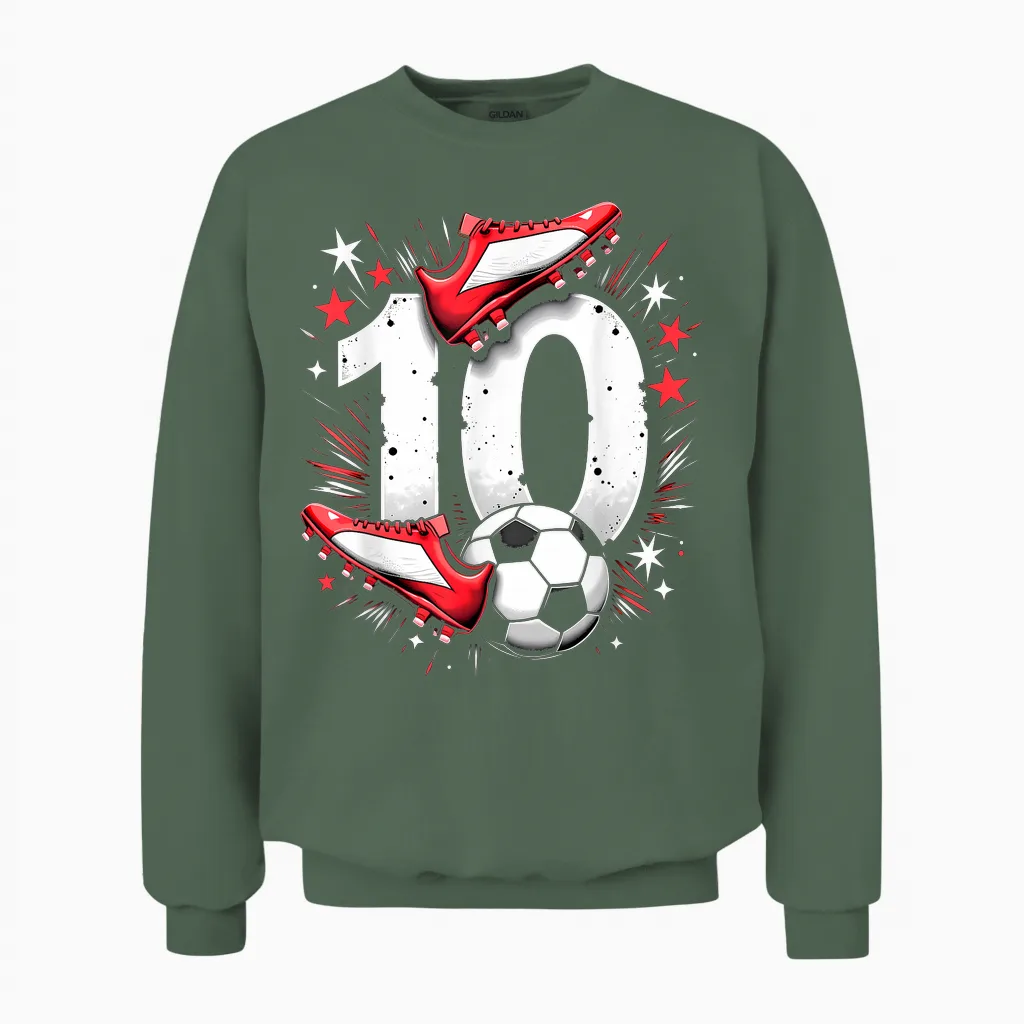 10. Geburtstag Fußball Jungen Grün Unisex Sweatshirt in Military Green