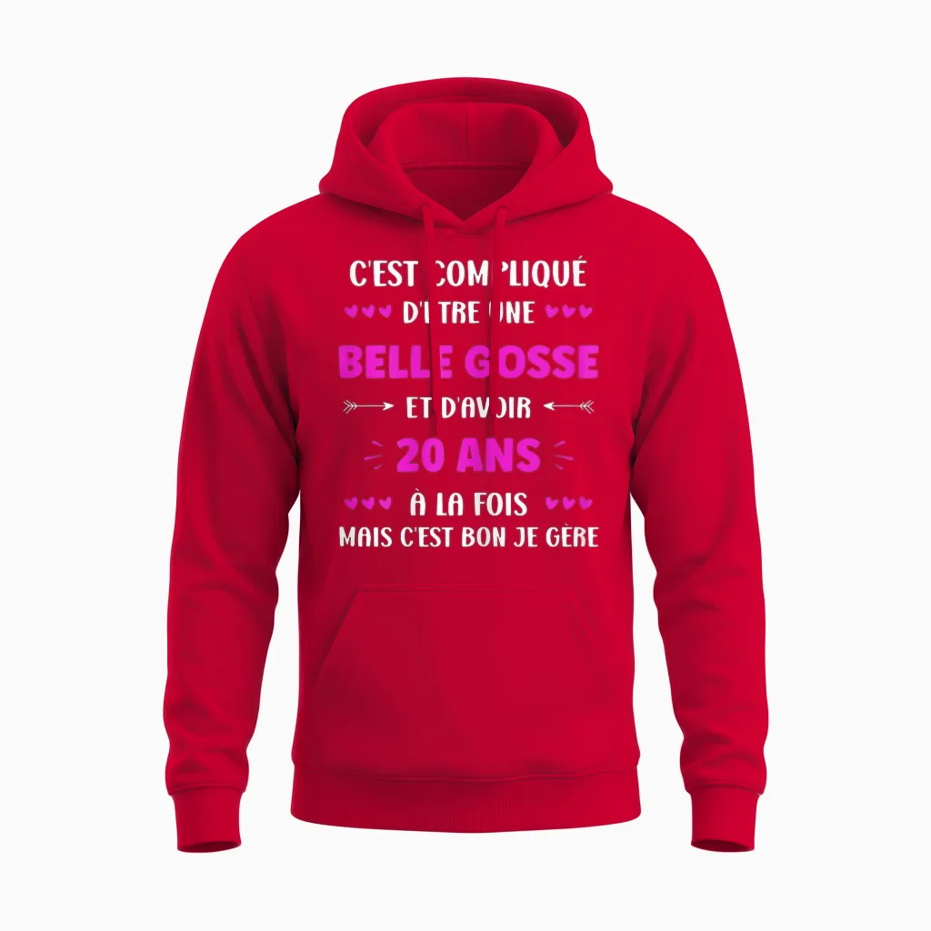 Girl 20 Years Beautiful Goose Birthday Humor Woman 20 Years T-Shirt, Black Unisex Hoodie in Red