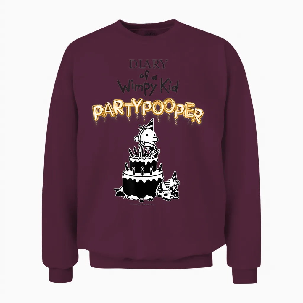 Diary of a Wimpy Kid Party Pooper Cover Unisex Sweatshirt in Maroon