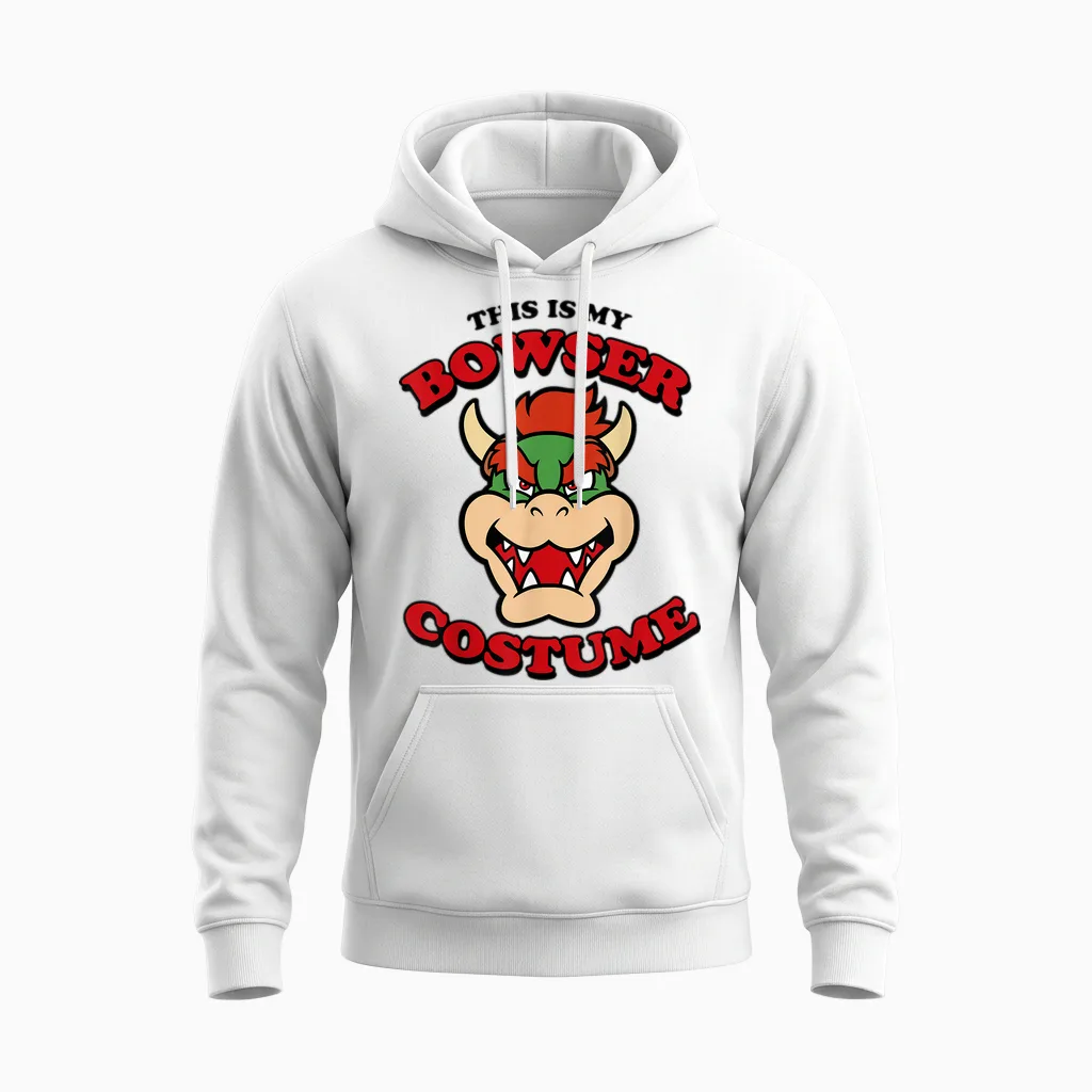 Nintendo Super Mario Bowser Costume Graphic Unisex Hoodie in White