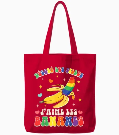 Gay Lgbt Fierté Gay Sorry Girls I Love Bananas T-Shirt, Black Tote Bags - Red